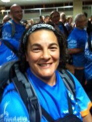 Lucie Desrosiers à son arrivée à destination.